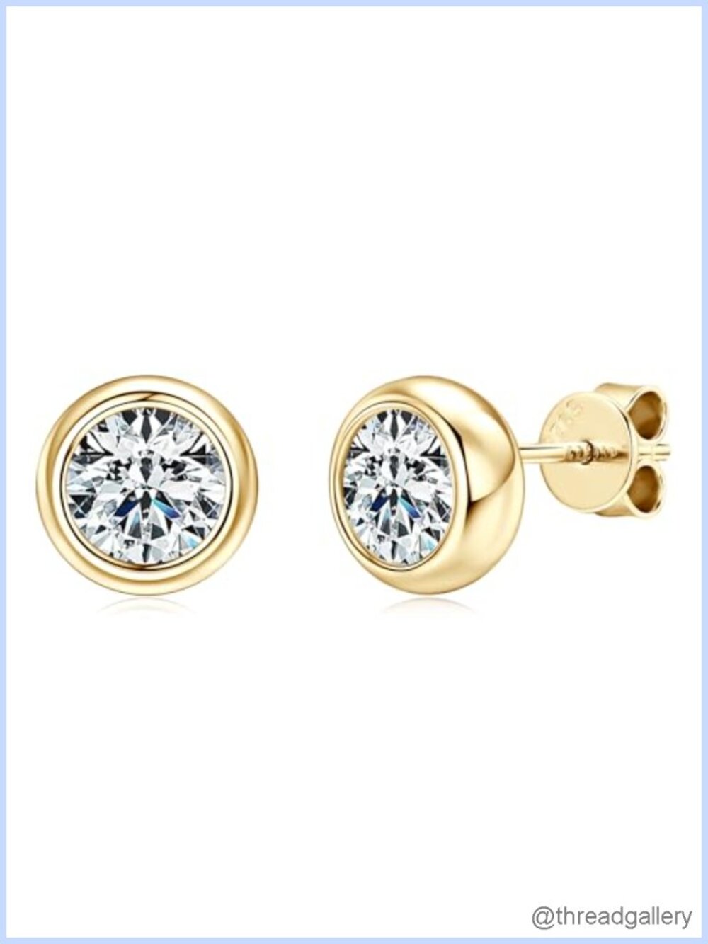 Moissanite Stud Earrings 925 Sterling Silver 14K Gold Plated Hypoallergenic